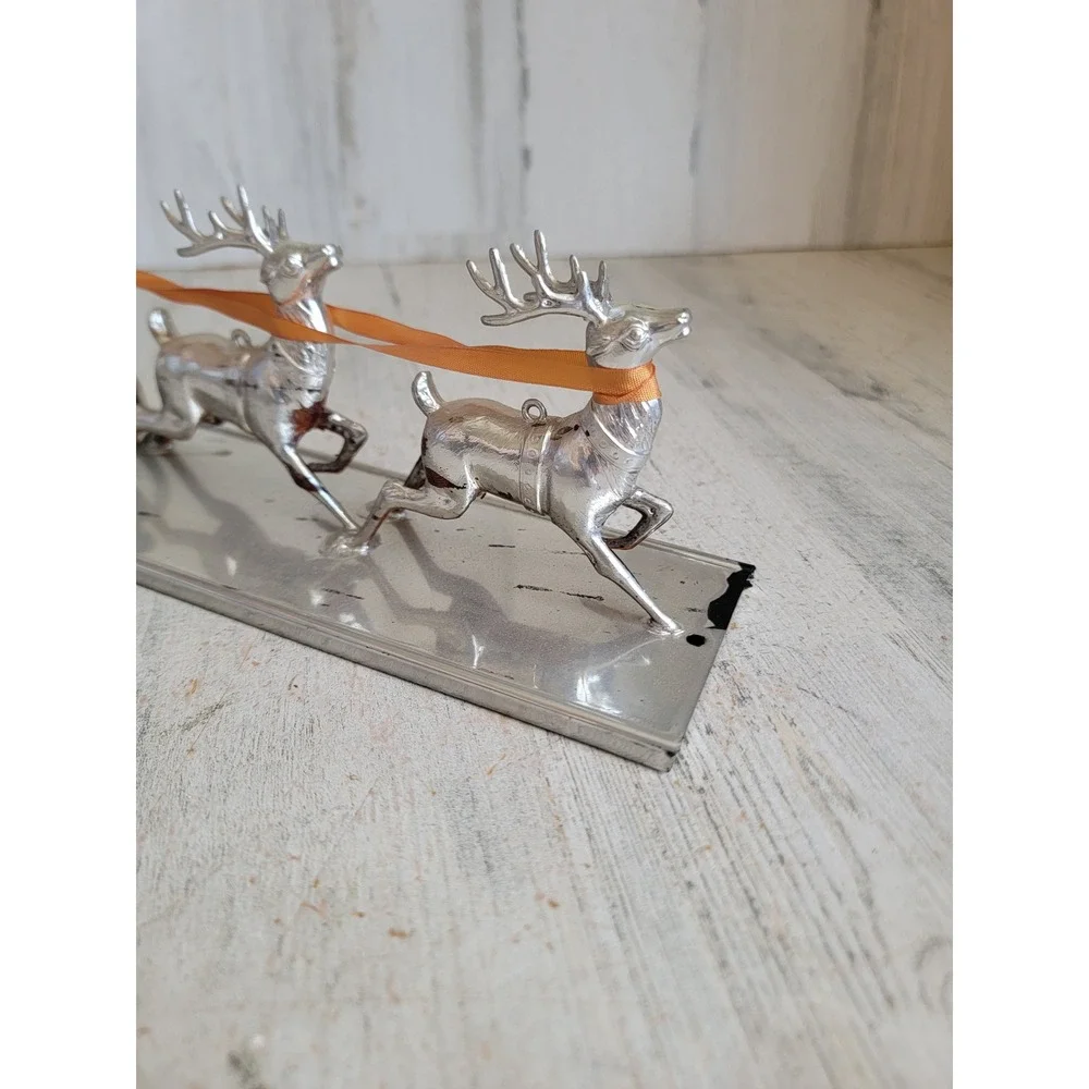Santa Claus AS IS vintage sleigh unique table top Xmas home decor reindeer